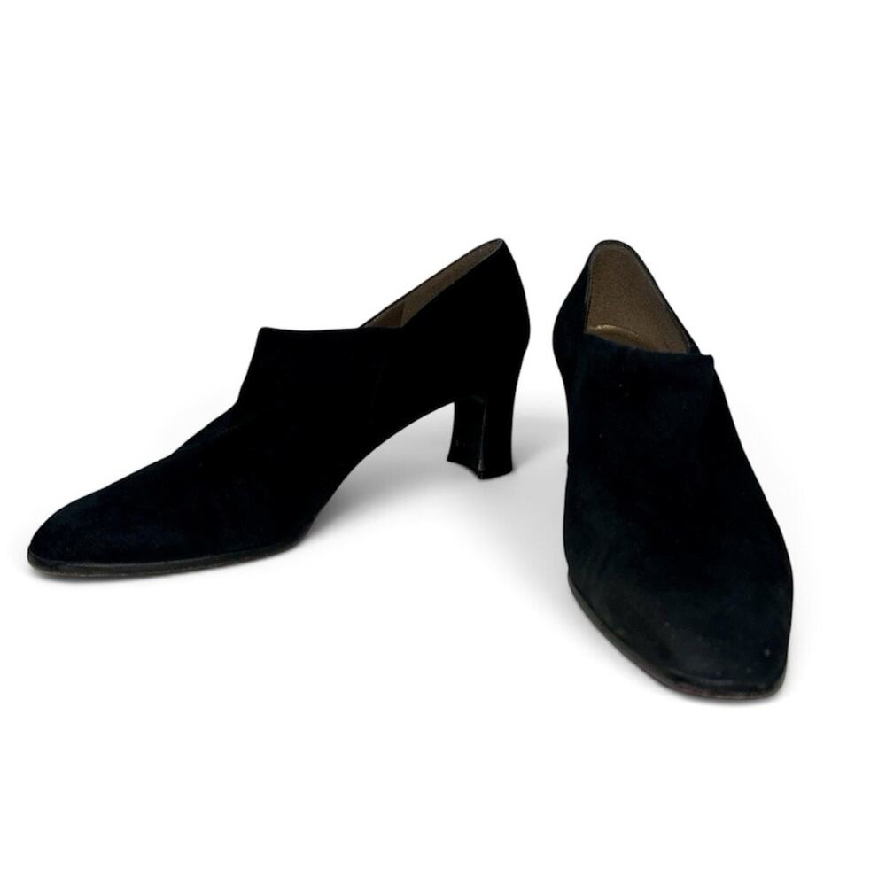 Stuart Weitzman Sz 9.5 B Black Suede Block Heel Pump Shoes Designer Office Party